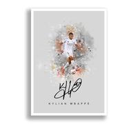 Kylian Mbappe Signed Real Madrid Photo Poster Print Autograph Framed Display Memorabilia Gift Mbappé (A4 poster only (Grey))