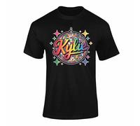 Kylie Disco Ball T Shirt 1 - Retro Rainbow or Pink Glitter Style Graphic Tee, Fun Party Top for Adults & Teens - Black XXL