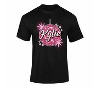 Kylie Disco Ball T Shirt 2 - Retro Rainbow or Pink Glitter Style Graphic Tee, Fun Party Top for Adults & Teens - Black 56