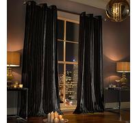 Kylie Minogue Iliana Eyelet Lined Curtains, 66 x 54 inches - Black