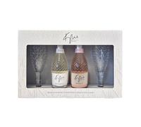 Kylie Minogue Mini Prosecco Gift Set - 2 x 20 O.C (10.5% ABV) & Rosé (11% ABV) with 2 Heart-Detail Flutes - Elegant Sparkling Duo by Blue Tree Gifts