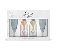 Kylie Minogue Miniature D.O.C and D.O.C Rose Prosecco Gift Set, including 2x20cl Prosecco with 2xHeart-Emblazoned Flutes, ideal for Gifting and Celebrations. By Blue Tree Gifts