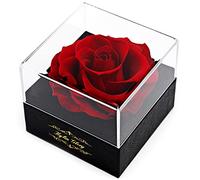 Kylin Glory Fresh Cut Flower Preserved Rose for Women Mom Wife Girlfriend - Flower Gift Real Rose Decor for Mother's Day Valentine's Day Wedding Party Celebration Birthday Anniversary (Red)