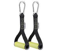 KYLIN SPORT Upgraded Cable Machine Attachments Resistance Bands Handles Grips Fitness Strap Stirrup Handle Cable Attachment Silicon Grip with Metal Carabiner Colorful Version (Yellow)