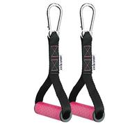 KYLIN SPORT Upgraded Cable Machine Attachments Resistance Bands Handles Grips Fitness Strap Stirrup Handle Cable Attachment Silicon Grip with Metal Carabiner Colorful Version (Rose)