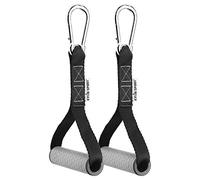 KYLIN SPORT Upgraded Cable Machine Attachments Resistance Bands Handles Grips Fitness Strap Stirrup Handle Cable Attachment Silicon Grip with Metal Carabiner Colorful Version (Grey)