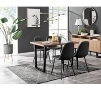 Kylo Brown Wood Effect Dining Table With Black 'U' Legs & 4 Corona Faux Leather Chairs FurnitureboxUK Black One Size