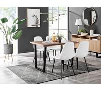 Kylo Brown Wood Effect Dining Table 4 Corona Black Leg Chairs - White