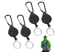 KYLOS Retractable Key Fob, 4 Pieces, Retractable Key Chain, Extendable ID Badge Yo-Yo with 60 cm Steel Wire Rope, ID Card Holder, Extendable with Carabiner Lanyard