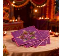 KYMY Diwali Paper Napkins, 100pcs Disposable Happy Deepavali Rangoli Beverage Cocktail Napkins 6.5 x 6.5 inches, India Festival of Lights Party Table Supplies for Indian Holiday Decorations