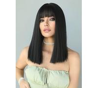 KYNA Clip In Fringe Extension Hair Front Synthetic Hair Bang Hair Piece Accessories For Girls And Women (Black Colour) Pack Of 1