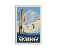 KYNA Vintage Poster Spend The Day Skiing! Poster Decorative Painting Canvas Wall Posters And Art Picture Print Modern Family Bedroom Decor Posters 16x24inch(40x60cm)
