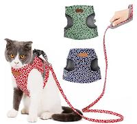 KyneLit Cat and Dog Harness and Lead Set, Anti-Breakaway Chest Strap - Adjustable Soft Vest Harnesses for Kittens, Puppies, and Rabbits (M,Red)
