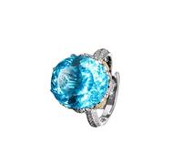 KYNHMG HOMELY ice flower cutting technique, luxurious and fashionable ring, electroplated for allergy prevention, birthday gift, versatile for daily use., Cubic Zirconia, Cubic Zirconia