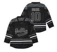 Kynkow Men's #10 Biggie Smalls Bad Boy 90S Hip Hop Long Sleeve Black Notorious Hockey Jersey, Black, Large