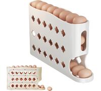 kyno 2026 Egg Holder for Fridge, Eggs Dispenser Auto Rolling, No Assembly Required Easy Access, Save Refrigerator Space, And Prevent Egg from Breaking, Large Capacity / Holds 30 Eggs (White)