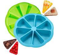 kyno Silicone Quiche Slice Moulds, 2 Pcs Silicone Baking Moulds Triangle Pizza, Safety Material, Cornbread Brownies Muffins and Soap Mould DIY Baking Tool (Blue Green)