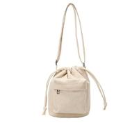 Kyntex crossbody bags Women Bag Middle Shoulder Drawstring Bucket Casual Light Youth Bag-white
