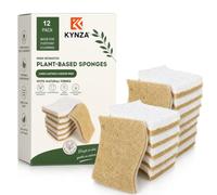 KYNZA Natural Washing Up Sponges 12 Pack | Biodegradable Compostable Sponge | Non-Scratch Wood Cellulose & Coconut Fibre, Kitchen & Household, Plant Based Sponge & Scourers