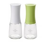 Kyocera 2-Piece Pepper, Salt, Seed and Spice Everything Mill Set with Adjustable Advanced Ceramic Grinder, Brilliant White/Apple Green