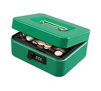 KYODOLED Cash Box with Combination Lock,Safe Metal Box for Money,Storage Lock Box with Money Tray,7.87"x 6.30"x 3.54" Green Medium