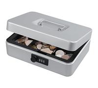 KYODOLED Cash Box with Combination Lock,Safe Metal Box for Money,Storage Lock Box with Money Tray,7.87"x 6.30"x 3.54" Orange Medium