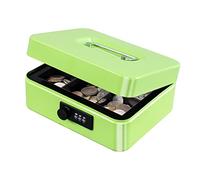 KYODOLED Cash Box with Combination Lock,Safe Metal Box for Money,Storage Lock Box with Money Tray,7.87"x 6.30"x 3.54" Limegreen Medium