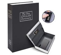 KYODOLED Diversion Book Safe with Combination Lock, Secret Hidden Metal Lock Box,Money Hiding Collection Box,9.5" x 6.2" x 2 .2" Black Large