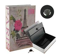 KYODOLED Diversion Book Safe with Key Lock, Secret Safe Metal Lock Box,Money Storage Collection Box,9.5" x 6.1" x 2.2" Paris Large