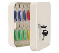 KYODOLED Key Cabinet Wall Mount, Locking Key Organizer, Key Storage Lock Box with Key, Key Management with 20 Key Hooks & Tags Key Lab，7.87" x 6.29" x 3.14" (Beige, 20 Key)