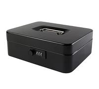 KYODOLED Large Cash Box with Combination Lock Safe Metal Money Box with Money Tray for Security Lock Box 9.84"x 7.87"x 3.54" Black