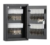 KYODOLED Locking Key Cabinet, 40 Key Storage Lock Box with Code, Key Box Wall Mount with Combination Lock, Key Hooks & Tags Labels for Home, Office, Business, 2.5" D x 8" W x 12" H (Black,40 Key)