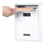Kyodoled Locking Wall Mount Mailbox,Mail Boxes Outdoor with Combination Lock，Security Key Drop Box,12.59Hx 8.46Lx 3.35W Inches,White Large