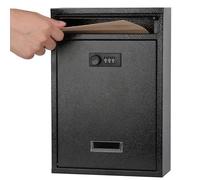 Kyodoled Locking Wall Mount Mailbox,Mail Boxes Outdoor with Combination Lock，Security Key Drop Box,12.59Hx 8.46Lx 3.35W Inches,Black Large