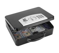 KYODOLED Safe Box with Digital Keypad Lock, Lock Box with Code for Personal Items, Metal Security Box for Cash, Passport, Jewelry, Ideal for Home, Office, Garage Sale, 11.8'' x 9.4'' x 3.5'', Black