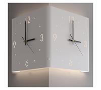 KYOFIS Double-Sided Corne Wall Clock, Digital Corner Wall Clock with Numeral Scale Battery Operated Silent Wall Clock Sensor Luminous (Color : White, Size : Double sided)