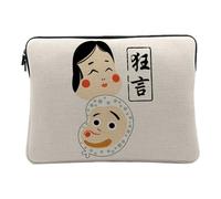 Kyogen Japan Asian Culture Theatre Linen Look Case for Computer and Tablet 10 Inches Protective Laptop Sleeve Printed in France