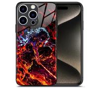 Kyojuro Flame Hashira Silicone Manga Glossy Glass Phone Case - Anime Style with Extraordinary Grip and Protection Originality for iPhone 15