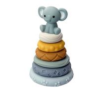 Kyoot Stacks of 7 Circles Silicone Stacking Rings Nesting Stacker Ring Tower BPA-Free Teething Toy Baby Montessori Sensory Early Learning Toys for Babies | Pastel Scandi | Eco-Friendly | Blue Elephant