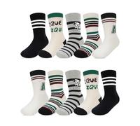 Kyopp 10 Pairs of Socks Children's Girls and Boys Classic Socks Funny Cotton Crew Socks Winter / Summer, 1494-Black White Striped, 25-28