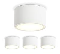 KYOTECH 4 x LED Surface Spotlights, 3000 K Ceiling Spotlights Matt White 6 W 550 LM GX53 - Diameter 95 x 55 mm 230 V for Bedroom Living Room