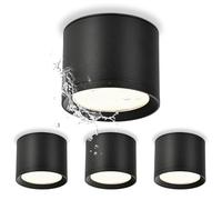 KYOTECH IP44 Projection Spotlight - Bathroom Ceiling Light Diameter 84 x 65 mm - 230 V Waterproof - Aluminium Round 3000 K Black Downlight for Bathroom, Kitchen, Bedroom