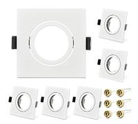 KYOTECH LED Recessed Ceiling Light Mounting Frame Adjustable Spotlight Fittings incl. GU10 Socket, Downlight Frame for Ceiling Spotlight MR16 GU10 and Halogen Bulb, Mounting Frame Aluminium Pack of 6