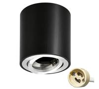 KYOTECH LED Surface Mounted Spotlight Swivel Diameter 80 x 84mm LED Surface Mounted Ceiling Light Flat 230V LED Surface Mounted Spotlight Round Black Surface GU10 Socket Ceiling Surface Light for GU10
