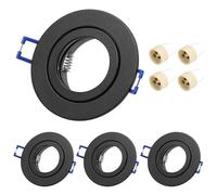 KYOTECH Set of 4 Recessed Spotlight Frame GU10 Waterproof IP44 for Bathroom Recessed Spotlight Black Round Recessed Spotlights for GU10, Halogen and MR16 Including GU10 Lamp Holder