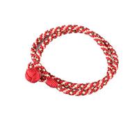 京都あさひ屋 KYOTO ASAHIYA Red Japanese Kumihimo Silk Braided Bracelet for Men Women, Braided Double Bracelet, Handemade Kimono Bracelet, Gift for unisex, Wrist size : 15cm (5.3in), Silk, no gemstone