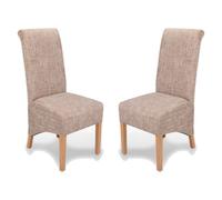 kyoto fabric dining chairs in pair - tweed oatmeal
