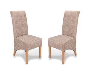 kyoto fabric dining chairs in pair - tweed oatmeal