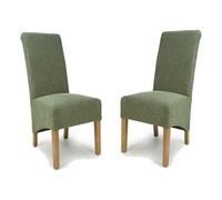 kyoto fabric dining chairs in pair - weave green