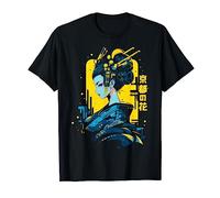 Kyoto Flower, Geisha Illustration Cyberpunk Style T-Shirt